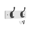Keypak 2 Matte Black Coat Hooks on White Wooden 22.5cm