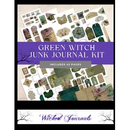 Green Witch Collection Junk Journal Pages and Ephemera: Tags, Pages, Tuck Spots, Labels, Ephemera
