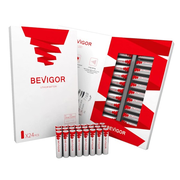 BEVIGOR AAA Lithium Batteries, 24Pack Lithium Iron Triple A Batteries, 1.5V 1100mAh Longer Lasting AAA Batteries for Flashlight, Toys, Remote Control, Non-Rechargeable