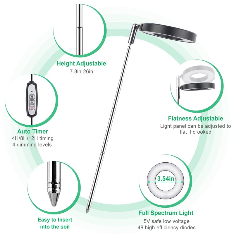 LORDEM Plant Grow Light, Full Spectrum LED Plant Light for