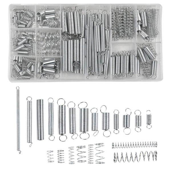 Chstarina 200pcs Springs Assorted Set Tension Metal Springs Extened Springs