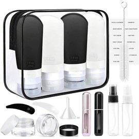 Kit de Viaje Aseo Personal, Botellas de Viaje Rellenables 16 Piezas