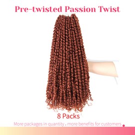 The BOHOBABE Pre-twisted Passion Twist Crochet Hair 24 Inch Pre-looped Long Crochet Passion Twist Braiding Hair 8 Packs Soft Bohemian Twists (350#)