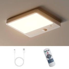 Epochglo Led Akku Lampe mit Bewegungsmelder, Kabellos Deckenlampe ohne Stromanschluss, Magnetisch Montierbar, Dimmbar mit Fernbedienung, Aufladbare Batteriebetriebene Deckenleuchte fr Flur/Keller/Badezimmer