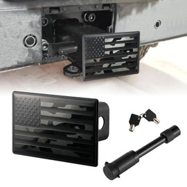 SINGARO Heavy American Flag Metal Trailer Hitch Cover for 2 Inch Receivers, Ideal for Truck Accessories with 5/8-Inch Pin Diameter Trailer Hitch Lock (Camouflage Black)