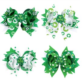 4Pcs St. Patrick's Day Hair Clips Handmad Irish Green Shamrock HairBand Lucky Shamrock Hair Clips Costume Hair Accessory for Women, Girls (Lucky Hair Clips) (4pcs clover)