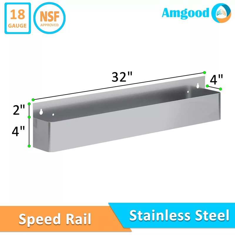 AmGood 32 in. Single Tier Stainless Steel Speed Rail Rack