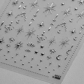 Moon Star Nail Art Stickers 3D Silver Nail Stickers for Nail Art Silver Moon Star Nail Decals Luxury Nail Art Design Silver Moon Star Nail Art Supplies for Women Girls DIY Manicure Decoration