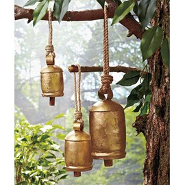 The Lakeside Collection Set of 3 Chime Bells: Zen/Classic Iron Chimes Small 9.25" x 2.55" Medium 12.5" x 3.5" Large 16.5" x 3.75"