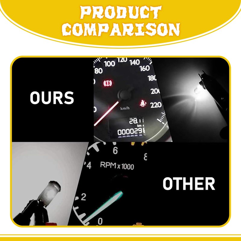 DACIRTY Pack-5 T5 Dashboard Light, DB501 BX8.4d 12V 1.2W High