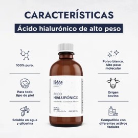 Ácido Hialuronico Puro 10 G, Alto Peso, Elabora 1 L Serum