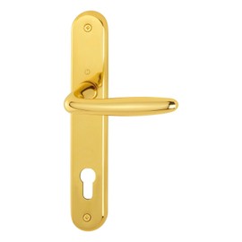 HOPPE Roissy 2857673 Door Handle Set on Long Plate Profile Cylinder Distance 88 mm for Door Thickness 35-54 mm Polished Brass