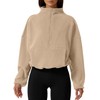 QINSEN Fleece Sweatshirt for Women Half Zip kangaroo Pocket Loose