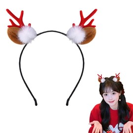 Christmas Reindeer Deer Antlers Headband Holiday Christmas Antler Headband Holiday Christmas Hair Accessories for Girls Women Xmas Deer Ears Headband Hair Hoop for Girls Kids Deer Costume for Women