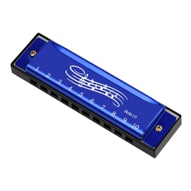 OFFCUP Harmonica, 10 Holes Harmonica, Chromatic Harmonica, Children's Harmonica, Beginner, Harmonica, C Major Harmonica with Storage Bag, Music Gift for Children and Beginners (Blue)