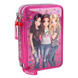 Depesche Top Model Friends 8722 Pencil Case with 3 Compartments Filled Assorted Colours