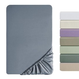 SOULFUL Satin Fitted Sheet 140 x 200 cm Cotton Oeko-Tex Ashley Blue