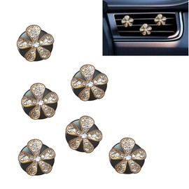 6 Pcs Bling Daisy Flower Air Vent Clips, Cute Flower Car Air Fresheners Vents Clips Car Diffuser Rhinestone Car Interior Decoration Bling Car Accessories for Women Girls (Gold)