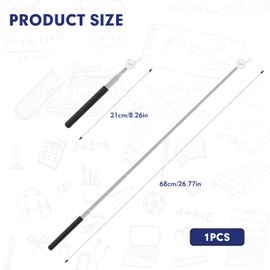 PEAPIN 2PCS Retractable Teacher Pointer, White Extendable Classroom Pointer Stick for Teaching, Presentations & Lectures Durable Instructional Tool for Educators