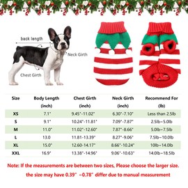 CooShou Dog Christmas Sweater Pet Winter Knitwear Xmas Elf Costume Clothes Coats Sweater for Kitty Puppy Cat XS