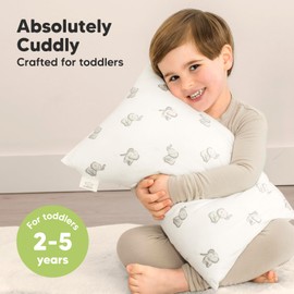 Toddler Pillow with Pillowcase - 33x45 My Little Cuddly Pillow, Viscose Derived from Bamboo Nursery Toddler Pillows for Sleeping,Kids Pillow,Small Travel Pillows,Mini Toddler Bed Pillow (Elly)