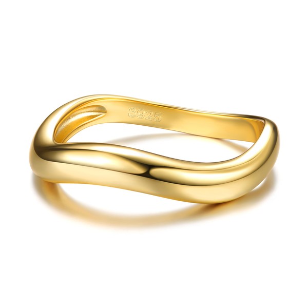 Adramata Ring 925 Silver Women's 14K Gold-Plated Engagement Ring Wedding