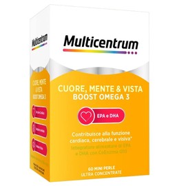Multicentrum Omega3 Heart, Mind & Sight Boost Omega 3, EPA and DHA Food Supplement, Triple Action Cardiac, Cerebral and Visual Function, Gluten Free, 60 capsules