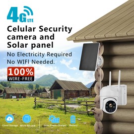 LIYVZ 4G LTE Cellular Solar Security Camera - Solar Powered Wireless Off Grid Security Camera No Need Wi-Fi 2K HD Video Outdoor