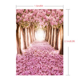 Andoer 1.5 * 2.1m/5 * 6.9ft Photography Backdrop Background Digital Romantic Flower Tree Road Pattern Printed for Kid Children Baby Newborn Portrait Studio Photography