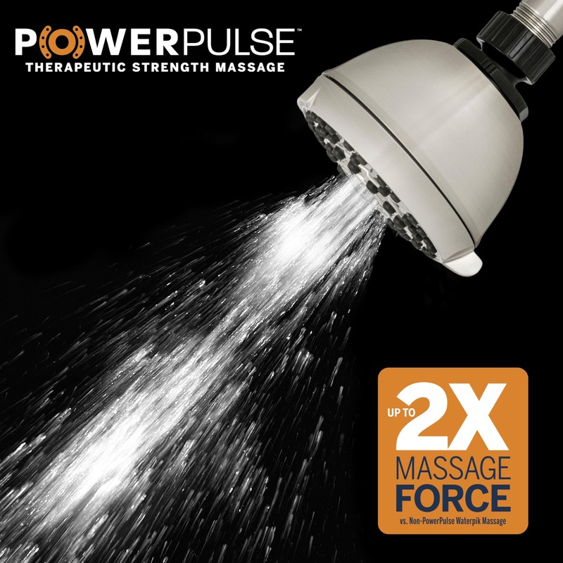 Waterpik XAS-619E PowerPulse Shower Head Brushed Nickel DIY Installation Features