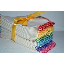 1 or 2 Ply 8x8 Inches Unbleached Birdseye Little Wipes Choice of Pack Size and Color Edging- Proudly Made in the USA!