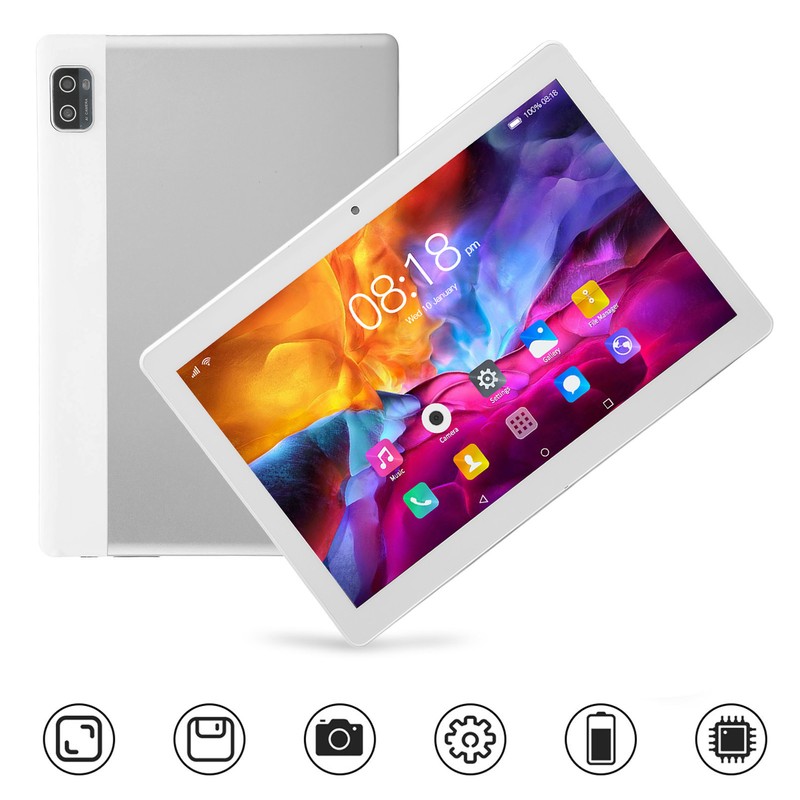 10.1in Tablet Silver 5G WiFi Calling for Android 12 6GB