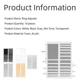 190 Stück, unsichtbar, 10 Größen, Reduzierring, passend für die meisten Ringe für Männer und Frauen, weich und hautfreundlich, gute Viskosität (klar, schwarz, weiß, grau und gelb), Klar, Schwarz, Weiß