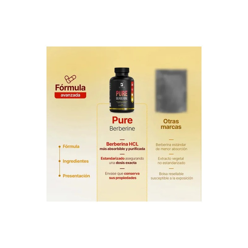 Berberina Cápsulas 500mg Pure Berberine Life Sabor