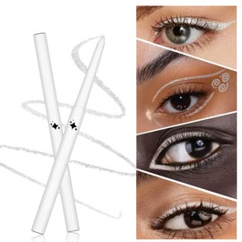 Wavuketu White Eyeliner Pencil Waterproof Retractable Cream Gel Eyeliner Smudge-proof Hypoallergenic (01# white shimmer)