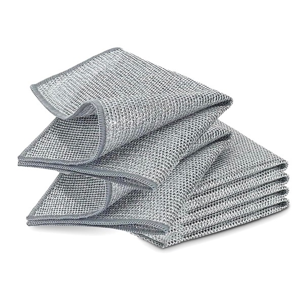 6 Pack Multipurpose Non-Scratch Wire Dishcloth – Double-Layer Steel Dishwashing