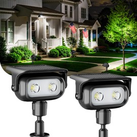 ROSHWEY Solar Spot Lights, Waterproof Landscape Spotlights with 2 Lighting Modes, Solar Lights Outdoor for Garden, Yard, Pathway (Cool White, 2 Pack)