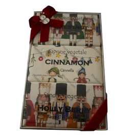 Alchimia Christmas Chestnut, Cinnamon, Holly Berry Vegetable Handmade Italian Soap Bar Boxed 3pc Set 3 Bar x 7 Oz