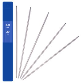 Pack of 5 Needles 4 mm Stainless Steel Knitting Needles Set, Sock Needles for Hats, Socks, Gloves, Hats, Scarves, Pet Sweater, Double Tips, Knitting Needles, Beginners, Smooth, Robust and Durable