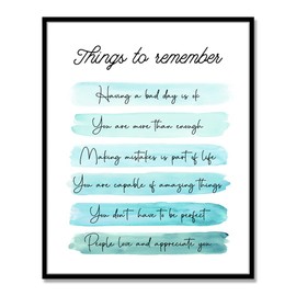 Positive Reminder Quotes, Positivity Self Affirmation, Self Care Reminder, Mental Health Print, Home office Decor, Bathroom Mirror Print, Blue Color, No Framed (11X14 INCH)