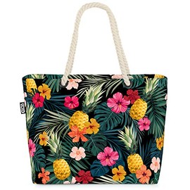 VOID Tropical Pineapple Beach Bag Shopper 58 x 38 x 16 cm 23L XXL Shopping Bag Travel Bag Beach Bag