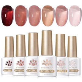 BORN PRETTY UV Nagellack Natur Naturfarbe Nude Pink Transparent Soak Off Shellac Gel Nagellack Set Milchig Weiss Pink Rose Jelly Gel Transparent