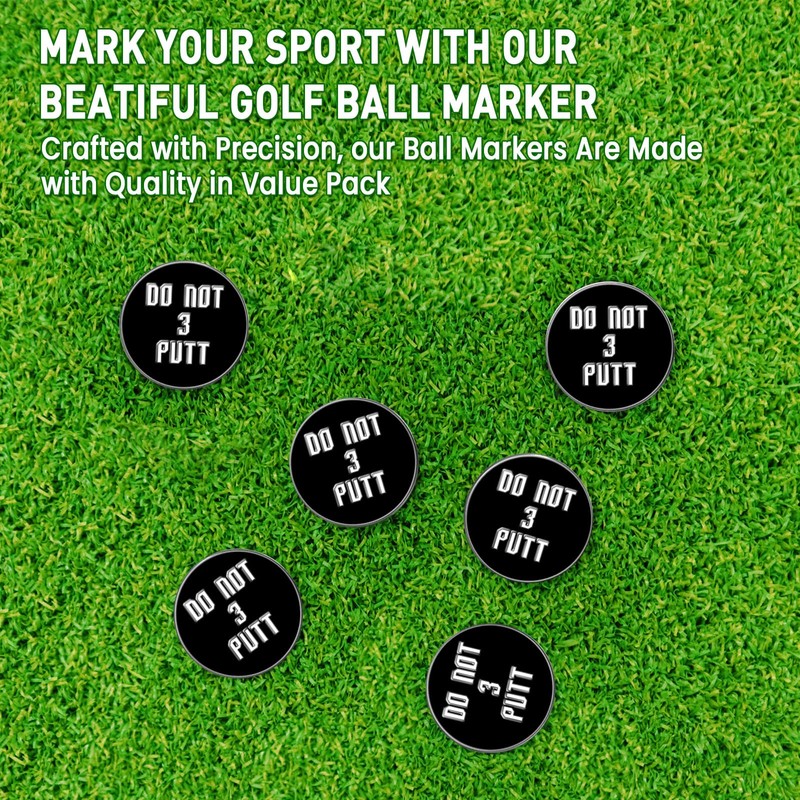FINGER TEN Golf Ball Marker for Ladies Men Value 6