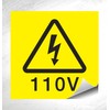 110V Warning Flash Labels - 19mm x 19mm Permanent Synthetic