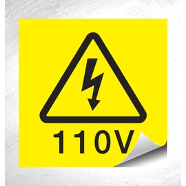 110V Warning Flash Labels - 19mm x 19mm Permanent Synthetic PE Labels - Price per Pack of 50 Labels (P/NO. 78276)