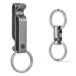 KeyUnity KM00 Keychain, Belt Keychain, Keyring, Belt Sash Clip, Double-Sided, Titanium Key, Simple, Lightweight, Waterproof, Corrosion Resistant, 100% Titanium, 4 Colors, Silver Gift (KM00), KM00+KA15