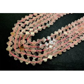 Perfect Gems Natural Pink Rose Quartz Four Leaf Clover 8mm Smooth Gemstone Beads - PGS408