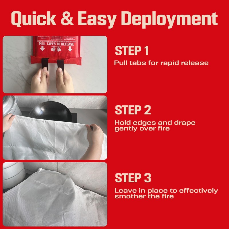 MIMEAQIER Emergency Fire Blanket 4 Pack 40"x40", Essential Fire Safety
