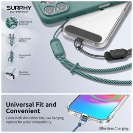 SURPHY 3 Pack Phone Wrist Strap with CellPhone Tether Tab, Cellphone Lanyard, Anti Theft Phone Strap with 2-Color Braided, Wrist Lanyard for Women and Men, Black & Green & Blue Jay