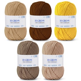 Crochet Yarn (50g x 5 Colours), 5-Ply Yarn for Knitting, Yarn for Crochet and Knitting, Hand Knitting Yarn Sets, Fleece Sweater for Knitting and Crafts, Super Soft Acrylic Yarn for Beginners and